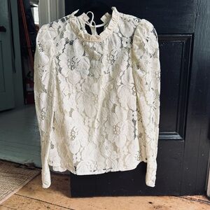 Anthropologie Ivory Floral Lace Blouse